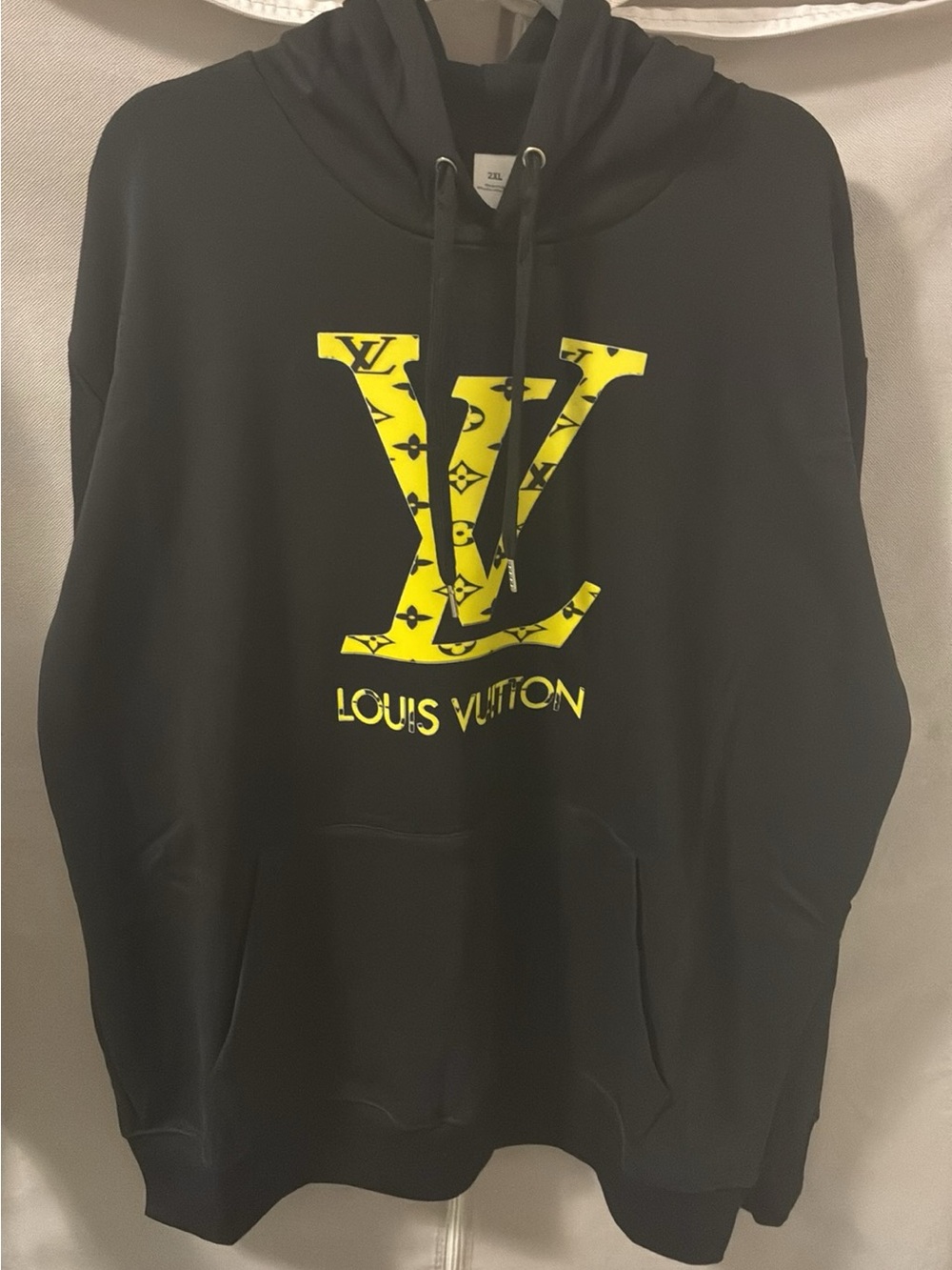 Louis Vuitton style Men’s Black Hoodie with Yellow Logo (new)